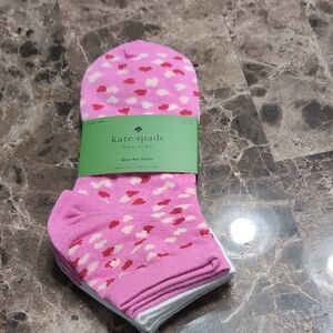 Kate Spade Pink & Red Heart Socks 3 Pairs New